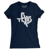 Texas State Shape Text Women's T-Shirt-Midnight Navy-Allegiant Goods Co. Vintage Sports Apparel