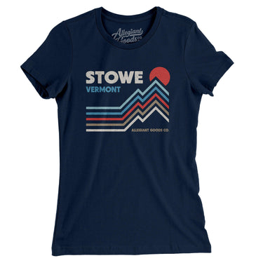 Stowe Vermont Women's T-Shirt-Midnight Navy-Allegiant Goods Co. Vintage Sports Apparel