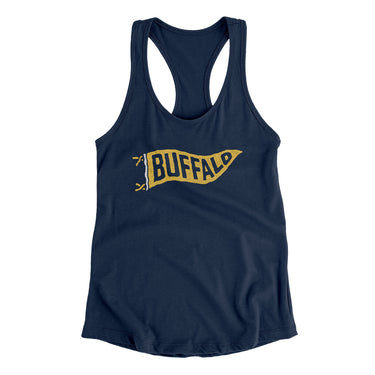 Buffalo Pennant Women's Racerback Tank-Midnight Navy-Allegiant Goods Co. Vintage Sports Apparel