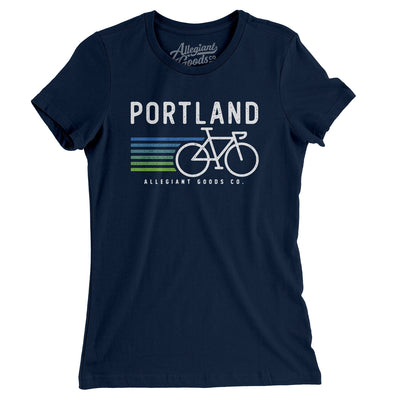 Portland Cycling Women's T-Shirt-Midnight Navy-Allegiant Goods Co. Vintage Sports Apparel