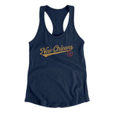 New Orleans Vintage Script Women's Racerback Tank-Midnight Navy-Allegiant Goods Co. Vintage Sports Apparel