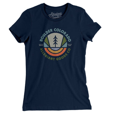 Boulder Colorado Retro Badge Women's T-Shirt-Midnight Navy-Allegiant Goods Co. Vintage Sports Apparel