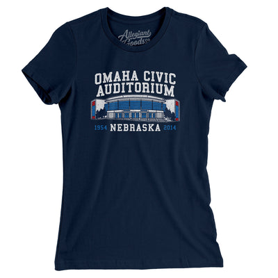 Omaha Civic Auditorium Women's T-Shirt-Midnight Navy-Allegiant Goods Co. Vintage Sports Apparel