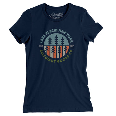 Lake Placid New York Retro Badge Women's T-Shirt-Midnight Navy-Allegiant Goods Co. Vintage Sports Apparel