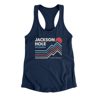 Jackson Hole Wyoming Women's Racerback Tank-Midnight Navy-Allegiant Goods Co. Vintage Sports Apparel