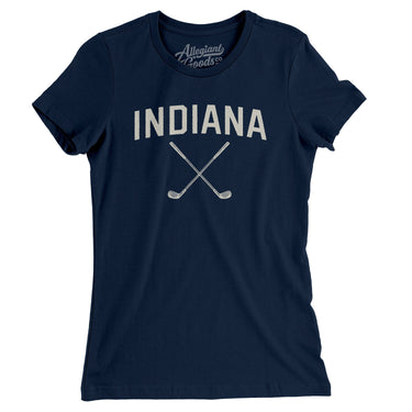 Indiana Golf Women's T-Shirt-Midnight Navy-Allegiant Goods Co. Vintage Sports Apparel