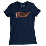 Edmonton Pennant Women's T-Shirt-Midnight Navy-Allegiant Goods Co. Vintage Sports Apparel