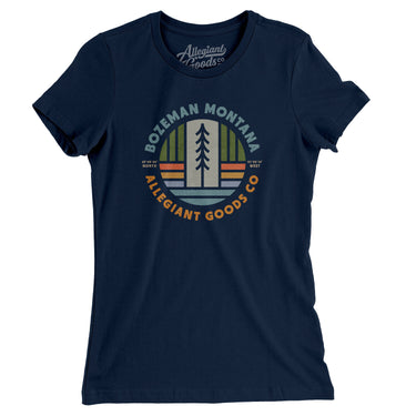 Bozeman Montana Retro Badge Women's T-Shirt-Midnight Navy-Allegiant Goods Co. Vintage Sports Apparel