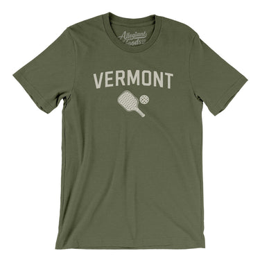 Vermont Pickleball Men/Unisex T-Shirt-Military Green-Allegiant Goods Co. Vintage Sports Apparel