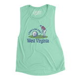 I Have A Tee Time In West Virginia Women's Flowey Scoopneck Muscle Tank-Mint-Allegiant Goods Co. Vintage Sports Apparel