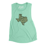 Texas Golf Course Map Women's Flowey Scoopneck Muscle Tank-Mint-Allegiant Goods Co. Vintage Sports Apparel