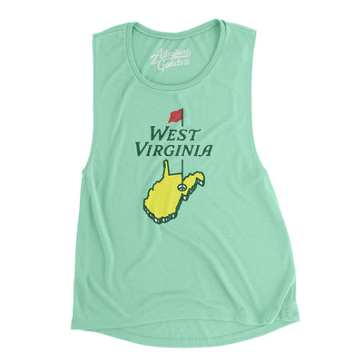 West Virginia Golf Women's Flowey Scoopneck Muscle Tank-Mint-Allegiant Goods Co. Vintage Sports Apparel