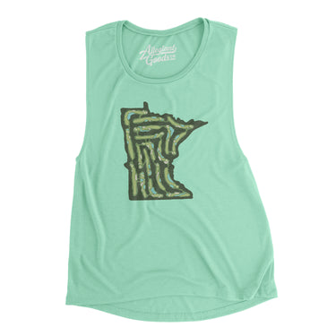Minnesota Golf Course Women's Flowey Scoopneck Muscle Tank-Mint-Allegiant Goods Co. Vintage Sports Apparel