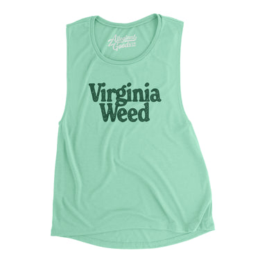 Virginia Weed Women's Flowey Scoopneck Muscle Tank-Mint-Allegiant Goods Co. Vintage Sports Apparel