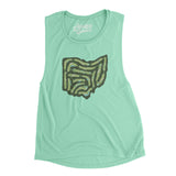 Ohio Golf Course Map Women's Flowey Scoopneck Muscle Tank-Mint-Allegiant Goods Co. Vintage Sports Apparel