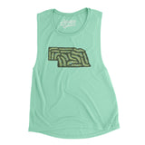 Nebraska Golf Course Women's Flowey Scoopneck Muscle Tank-Mint-Allegiant Goods Co. Vintage Sports Apparel
