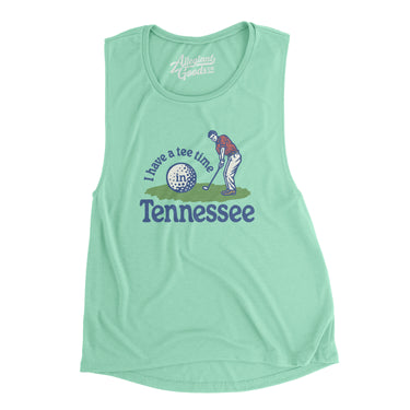 I Have A Tee Time In Tennessee Women's Flowey Scoopneck Muscle Tank-Mint-Allegiant Goods Co. Vintage Sports Apparel