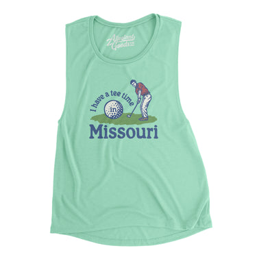 I Have A Tee Time In Missouri Women's Flowey Scoopneck Muscle Tank-Mint-Allegiant Goods Co. Vintage Sports Apparel