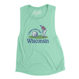 I Have A Tee Time In Wisconsin Women's Flowey Scoopneck Muscle Tank-Mint-Allegiant Goods Co. Vintage Sports Apparel