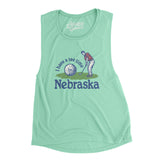 I Have A Tee Time In Nebraska Women's Flowey Scoopneck Muscle Tank-Mint-Allegiant Goods Co. Vintage Sports Apparel