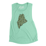 Maine Golf Course Women's Flowey Scoopneck Muscle Tank-Mint-Allegiant Goods Co. Vintage Sports Apparel