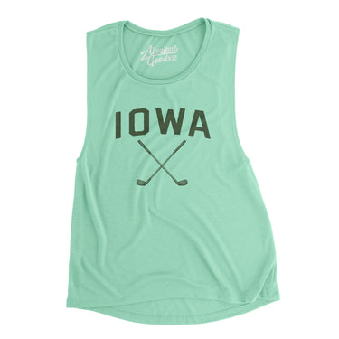Iowa Golf Women's Flowey Scoopneck Muscle Tank-Mint-Allegiant Goods Co. Vintage Sports Apparel