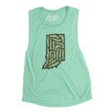 Indiana Golf Course Map Women's Flowey Scoopneck Muscle Tank-Mint-Allegiant Goods Co. Vintage Sports Apparel