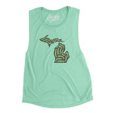 Michigan Golf Course Map Women's Flowey Scoopneck Muscle Tank-Mint-Allegiant Goods Co. Vintage Sports Apparel
