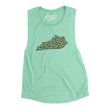 Kentucky Golf Course Women's Flowey Scoopneck Muscle Tank-Mint-Allegiant Goods Co. Vintage Sports Apparel