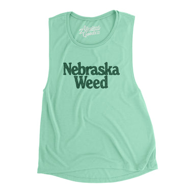 Nebraska Weed Women's Flowey Scoopneck Muscle Tank-Mint-Allegiant Goods Co. Vintage Sports Apparel