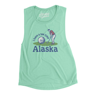 I Have A Tee Time In Alaska Women's Flowey Scoopneck Muscle Tank-Mint-Allegiant Goods Co. Vintage Sports Apparel