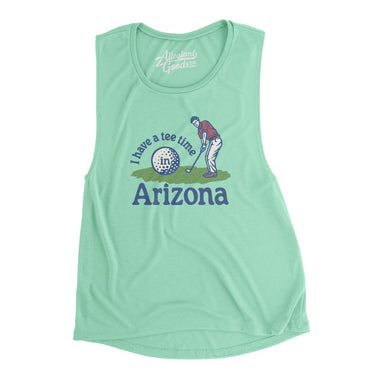 I Have A Tee Time In Arizona Women's Flowey Scoopneck Muscle Tank-Mint-Allegiant Goods Co. Vintage Sports Apparel