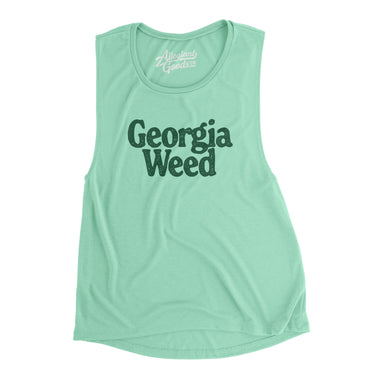 Georgia Weed Women's Flowey Scoopneck Muscle Tank-Mint-Allegiant Goods Co. Vintage Sports Apparel