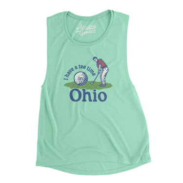 I Have A Tee Time In Ohio Women's Flowey Scoopneck Muscle Tank-Mint-Allegiant Goods Co. Vintage Sports Apparel