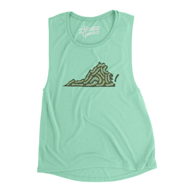 Virginia Golf Course Women's Flowey Scoopneck Muscle Tank-Mint-Allegiant Goods Co. Vintage Sports Apparel