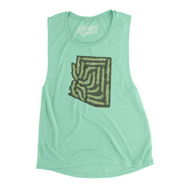 Arizona Golf Course Women's Flowey Scoopneck Muscle Tank-Mint-Allegiant Goods Co. Vintage Sports Apparel