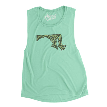 Maryland Golf Course Women's Flowey Scoopneck Muscle Tank-Mint-Allegiant Goods Co. Vintage Sports Apparel