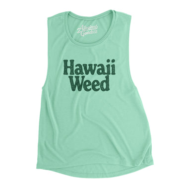 Hawaii Weed Women's Flowey Scoopneck Muscle Tank-Mint-Allegiant Goods Co. Vintage Sports Apparel