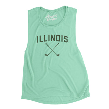 Illinois Golf Women's Flowey Scoopneck Muscle Tank-Mint-Allegiant Goods Co. Vintage Sports Apparel