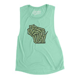 Wisconsin Golf Course Map Women's Flowey Scoopneck Muscle Tank-Mint-Allegiant Goods Co. Vintage Sports Apparel