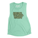 Iowa Golf Course Women's Flowey Scoopneck Muscle Tank-Mint-Allegiant Goods Co. Vintage Sports Apparel