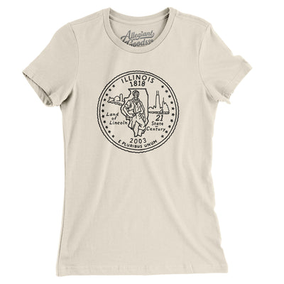 Illinois State Quarter Women's T-Shirt-Natural-Allegiant Goods Co. Vintage Sports Apparel