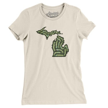Michigan Golf Course Map Women's T-Shirt-Natural-Allegiant Goods Co. Vintage Sports Apparel