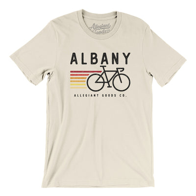 Albany Cycling Men/Unisex T-Shirt-Natural-Allegiant Goods Co. Vintage Sports Apparel