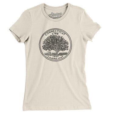 Connecticut State Quarter Women's T-Shirt-Natural-Allegiant Goods Co. Vintage Sports Apparel