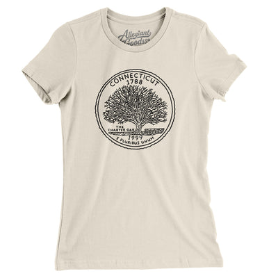 Connecticut State Quarter Women's T-Shirt-Natural-Allegiant Goods Co. Vintage Sports Apparel