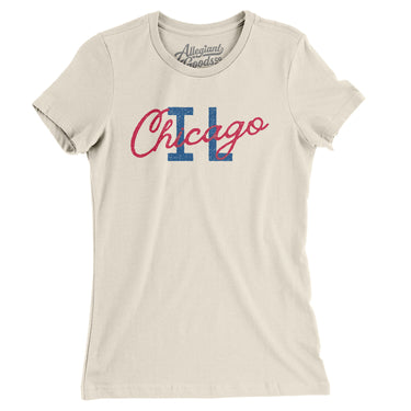 Chicago Illinois Overprinted Women's T-Shirt-Natural-Allegiant Goods Co. Vintage Sports Apparel