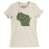 Wisconsin Golf Course Map Women's T-Shirt-Natural-Allegiant Goods Co. Vintage Sports Apparel