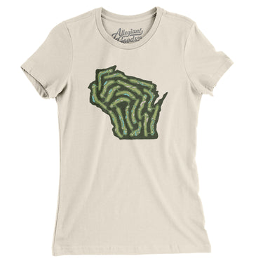 Wisconsin Golf Course Map Women's T-Shirt-Natural-Allegiant Goods Co. Vintage Sports Apparel