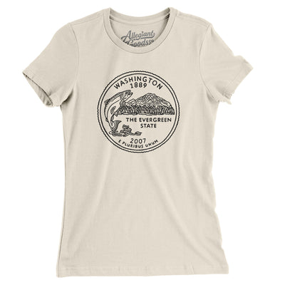 Washington State Quarter Women's T-Shirt-Natural-Allegiant Goods Co. Vintage Sports Apparel